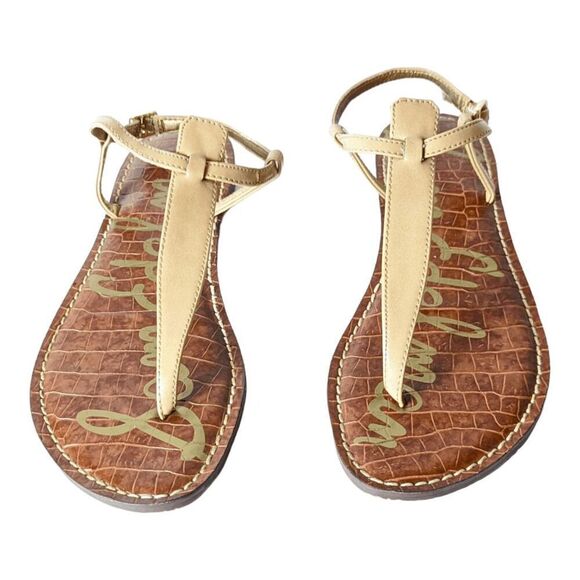 SAM EDELMAN Gigi Tan Patent Leather Sandals Size 8.5 - Picture 4 of 7